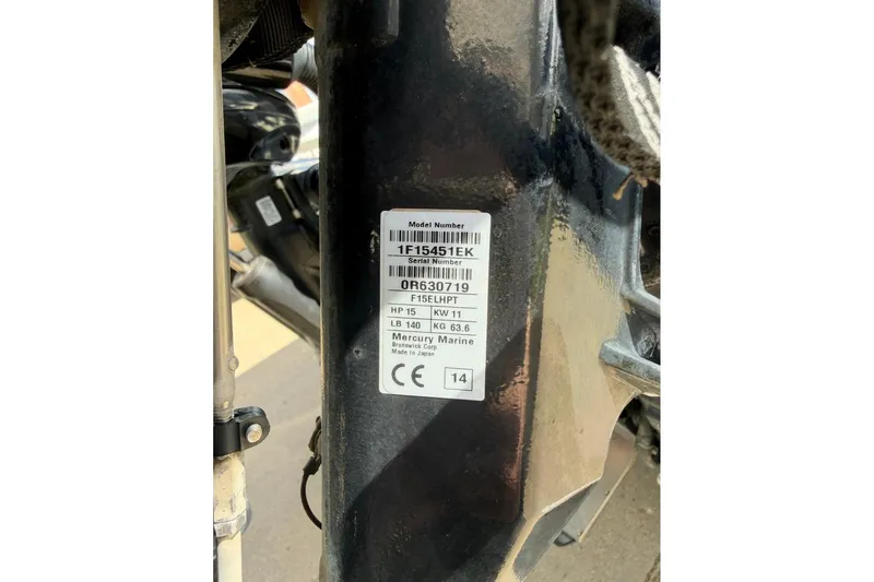 Slide: The Image of Label on a 2015 Nitro ZV21 boat engine, displaying model and serial numbers. - 17