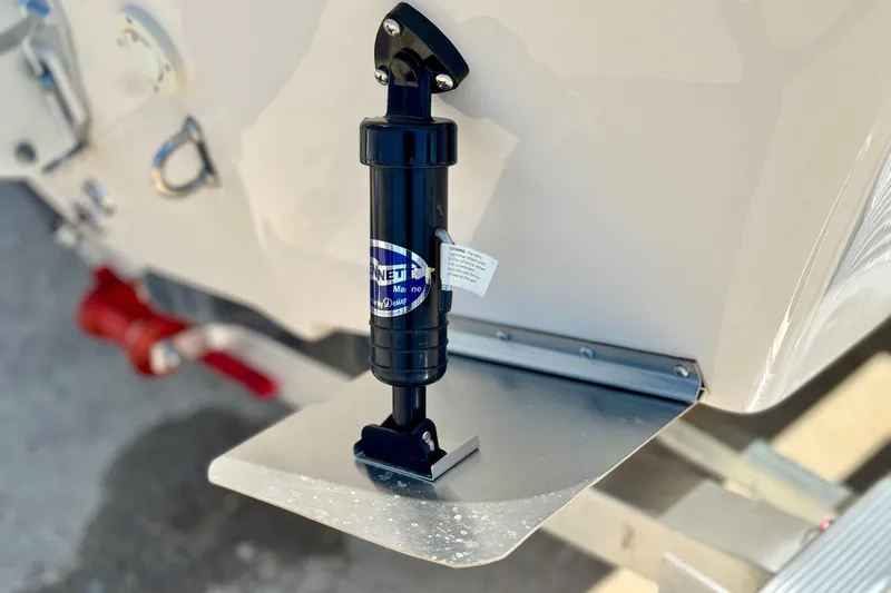 Slide: The Image of 2025 Carolina Skiff 178 JLS boat with trim tab and hydraulic actuator. - 31