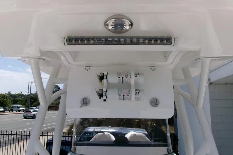 Slide: The Image of 2022 Sea Fox 288 Commander boat with mounted LED lights and safety equipment. - 17