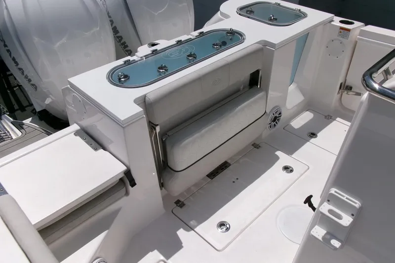 Slide: The Image of 2022 Sea Fox 288 Commander boat interior with seating and storage features. - 33