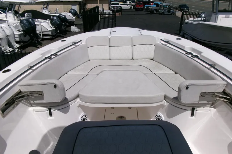 Slide: The Image of 2022 Sea Fox 288 Commander boat with spacious seating area and modern design. - 9