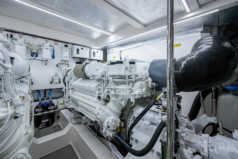 Slide: The Image of Engine room of 2025 Maritimo M75 yacht, showcasing advanced machinery and systems. - 118