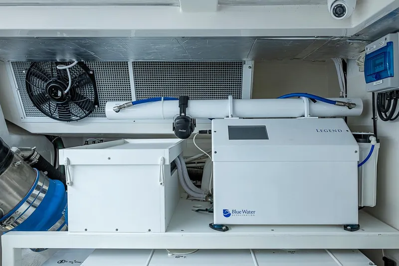 Slide: The Image of Engine room of 2025 Maritimo M75 yacht with Blue Water desalination system. - 122