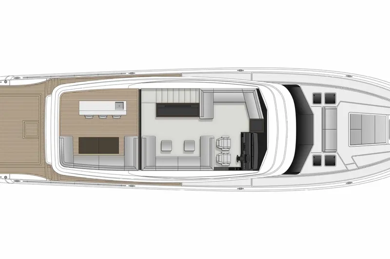 Slide: The Image of Top view layout of 2025 Maritimo M75 yacht interior design. - 33