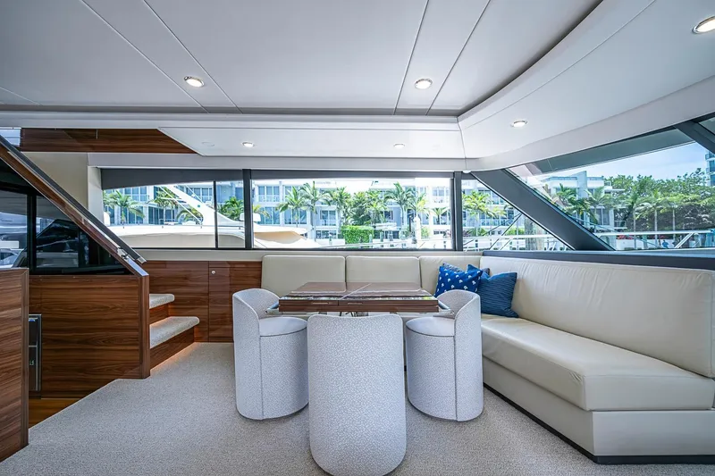 Slide: The Image of Luxurious interior of 2025 Maritimo M75 yacht with elegant seating and modern design. - 44