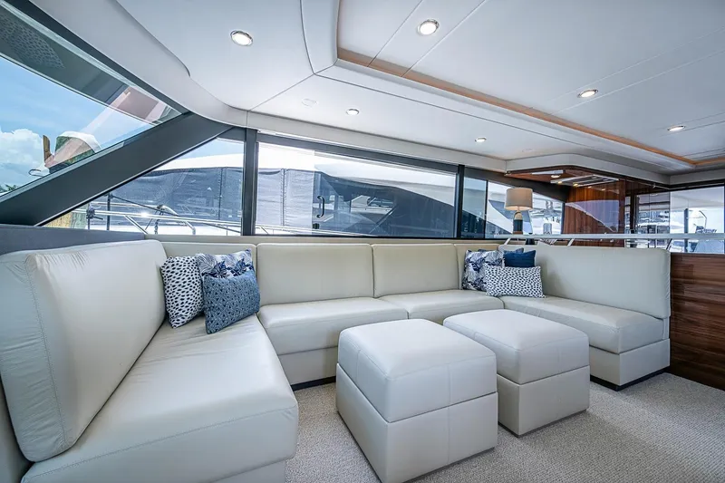 Slide: The Image of Luxurious interior of 2025 Maritimo M75 yacht with elegant white seating and modern decor. - 48