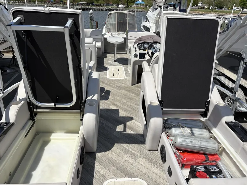 Slide: The Image of Interior of a 2018 G3 V322 SS boat with storage compartments. - 6
