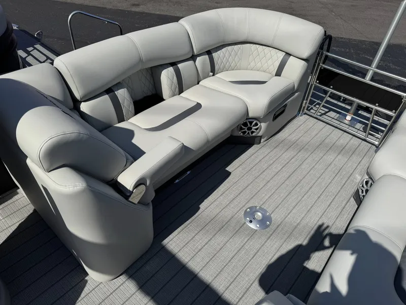 Slide: The Image of Luxurious seating in Starcraft RX 25 R DH pontoon boat, 2026 model. - 18