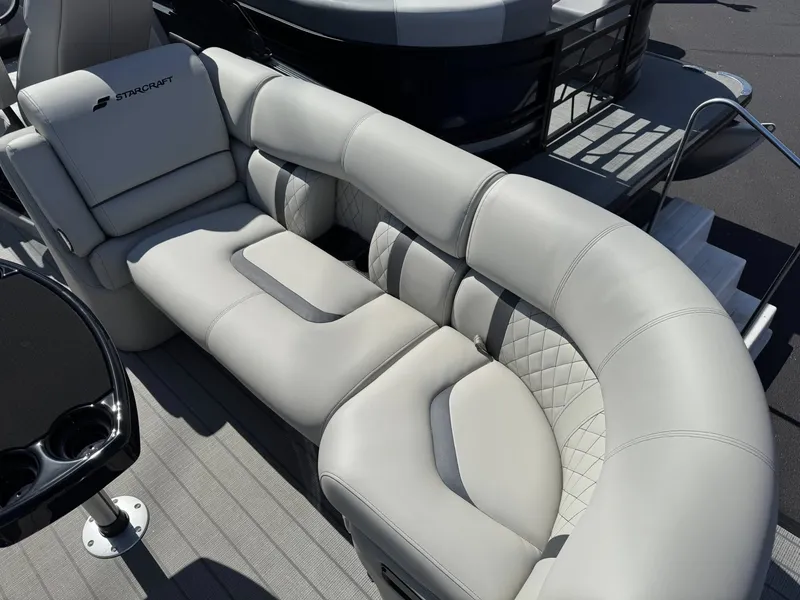 Slide: The Image of Luxurious seating on Starcraft RX 25 R DH boat, 2026 model. - 27