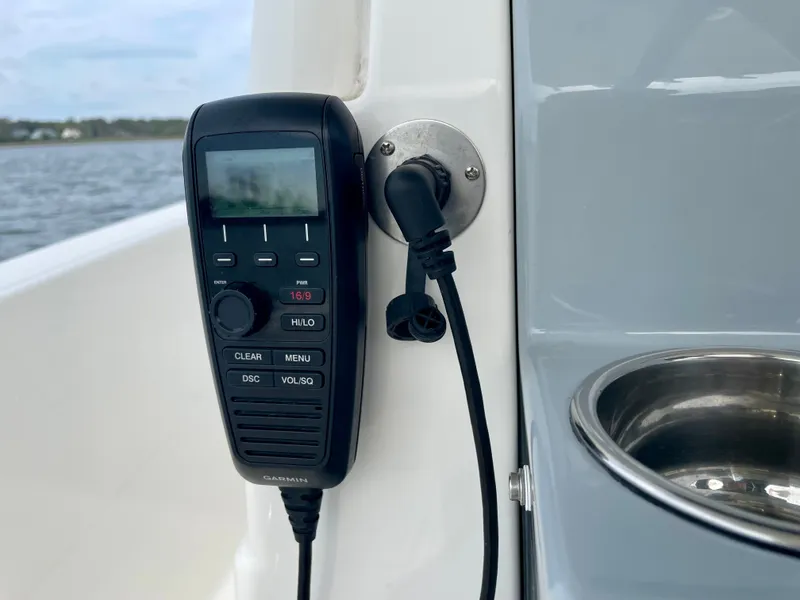 Slide: The Image of Radio on Pursuit S 268 Sport boat, 2022 model. - 22