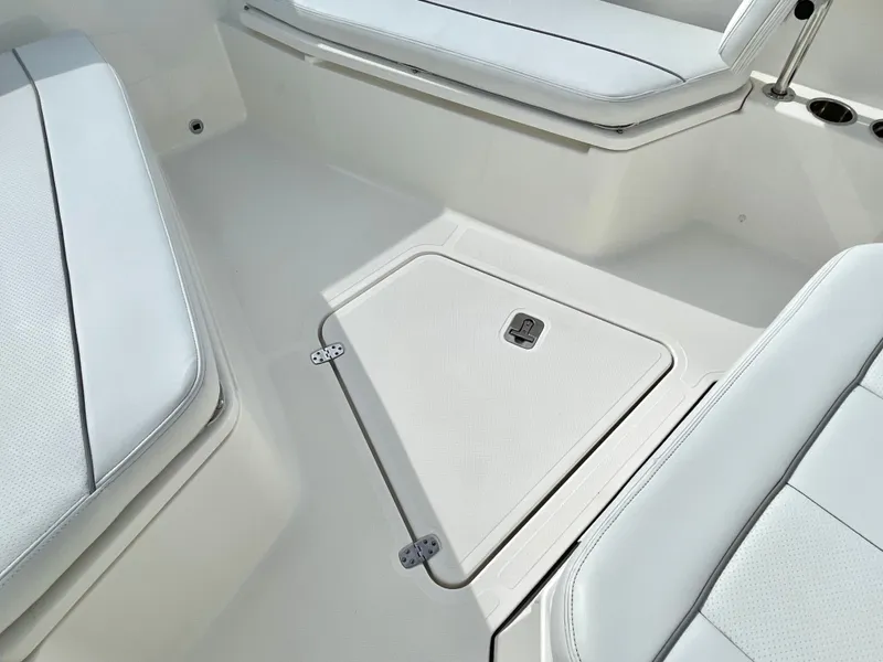 Slide: The Image of Interior of 2022 Pursuit S 268 Sport with seating cushions. - 39