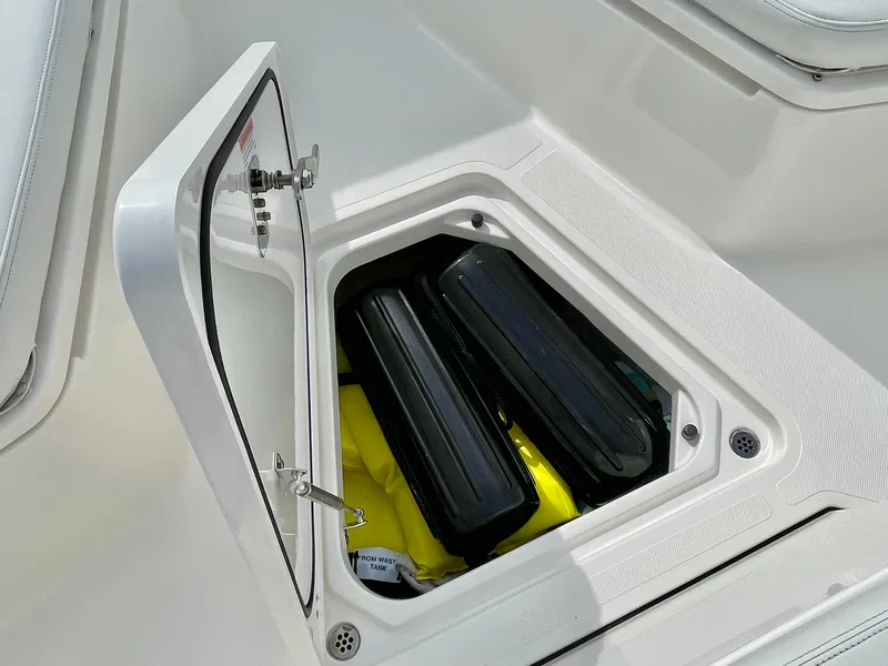 Slide: The Image of Storage compartment in Pursuit S 268 Sport boat, 2022 model. - 40