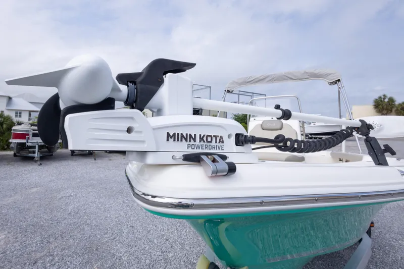 Slide: The Image of 2023 Key West 188 Bay Reef boat with Minn Kota PowerDrive trolling motor. - 14