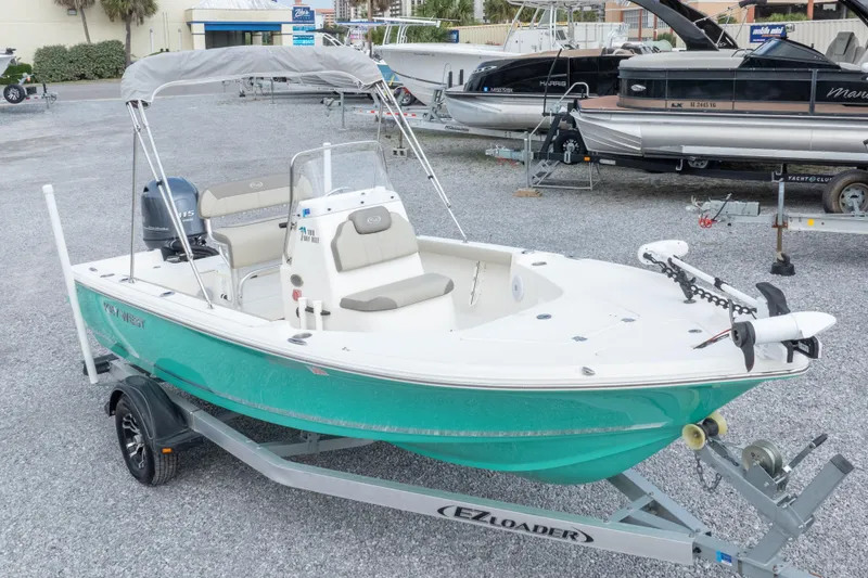 Slide: The Image of 2023 Key West 188 Bay Reef boat on trailer, featuring sleek design and modern amenities. - 2