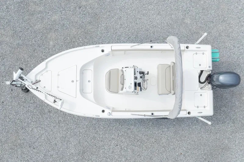 Slide: The Image of 2023 Key West 188 Bay Reef boat, aerial view, showcasing sleek design and modern features. - 6