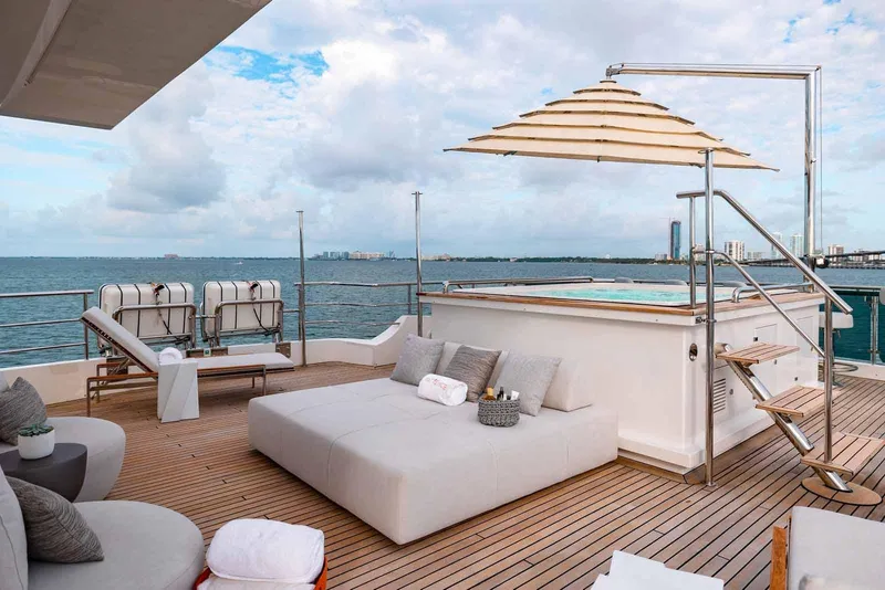 Slide: The Image of Luxurious deck of 2012 Benetti Classic Supreme 132 yacht with jacuzzi and ocean view. - 17