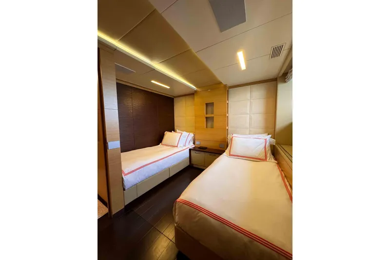 Slide: The Image of Luxurious twin bedroom on 2012 Benetti Classic Supreme 132 yacht, featuring modern design and cozy ambiance. - 35