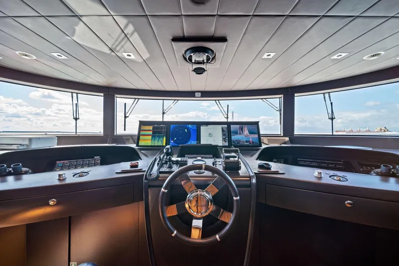 Slide: The Image of Bridge of 2012 Benetti Classic Supreme 132 yacht with modern navigation equipment. - 49