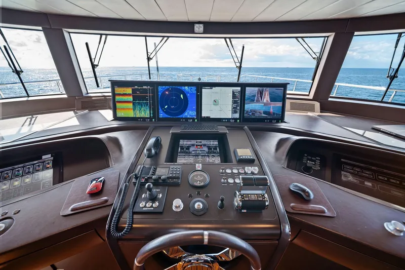 Slide: The Image of Bridge of 2012 Benetti Classic Supreme 132 yacht with advanced navigation systems. - 50