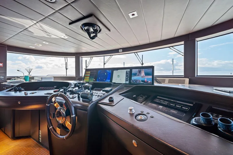 Slide: The Image of Bridge of 2012 Benetti Classic Supreme 132 yacht with advanced navigation systems. - 53