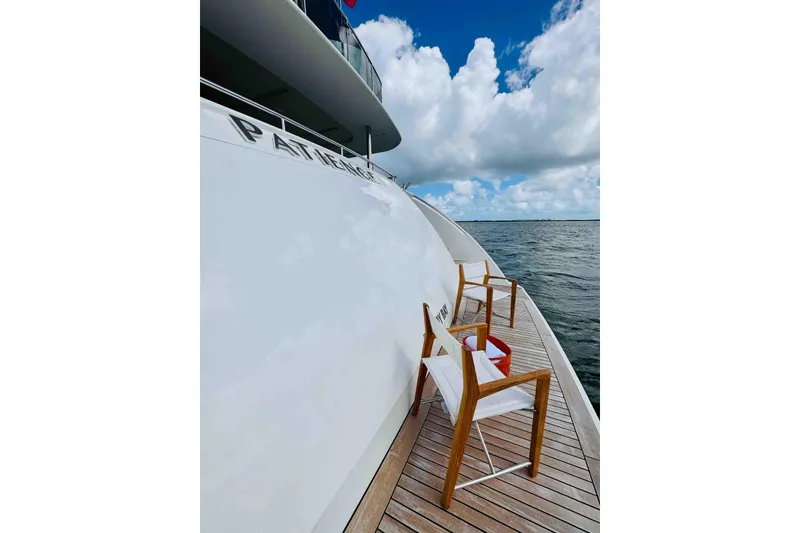 Slide: The Image of Luxury yacht deck with chairs, Benetti Classic Supreme 132, 2012 model, ocean view. - 8