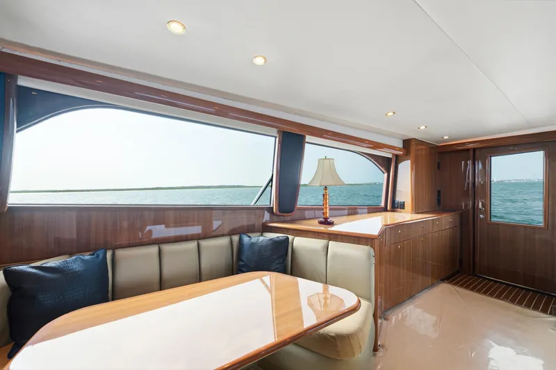 Slide: The Image of Luxurious interior of a 2005 Viking Convertible yacht with ocean view. - 26