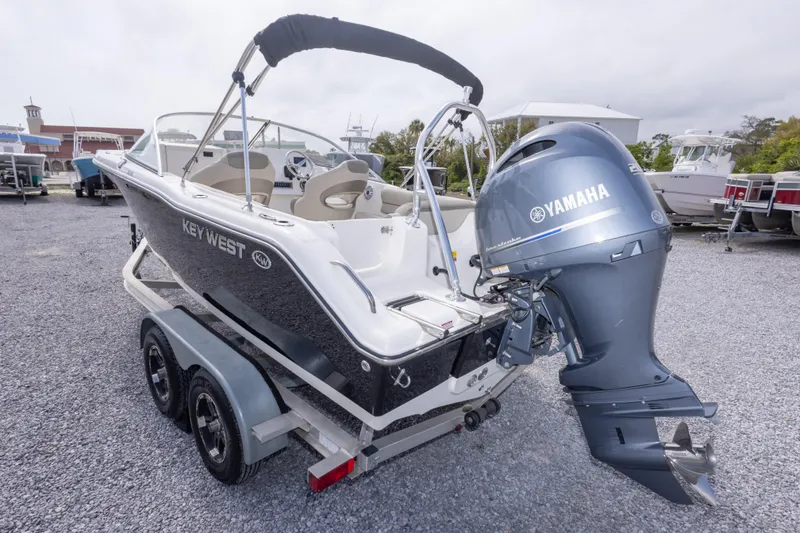 Slide: The Image of 2022 Key West 203 DFS boat with Yamaha engine on trailer. - 15