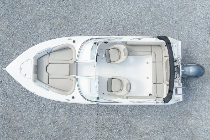 Slide: The Image of Top view of 2022 Key West 203 DFS boat with seating and outboard motor. - 7