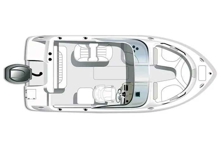 Slide: The Image of Manufacturer Provided Image: Top view of 2018 Robalo R227 Dual Console boat layout. - 8