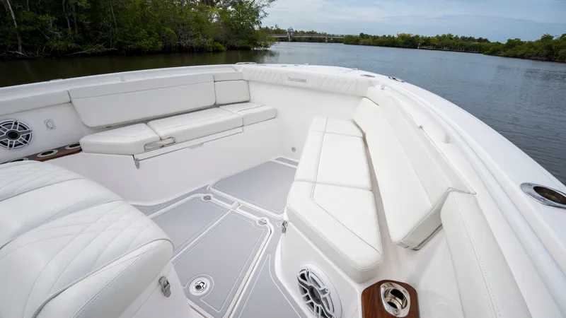 Slide: The Image of Interior of Everglades 395 Center Console boat, 2022 model. - 28