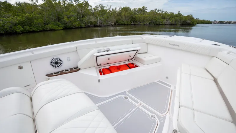 Slide: The Image of Interior of Everglades 395 Center Console 2022 boat. - 30