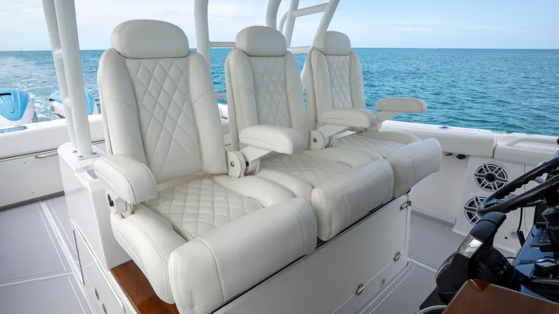 Slide: The Image of Luxurious seating on Everglades 395 Center Console 2022 boat. - 8