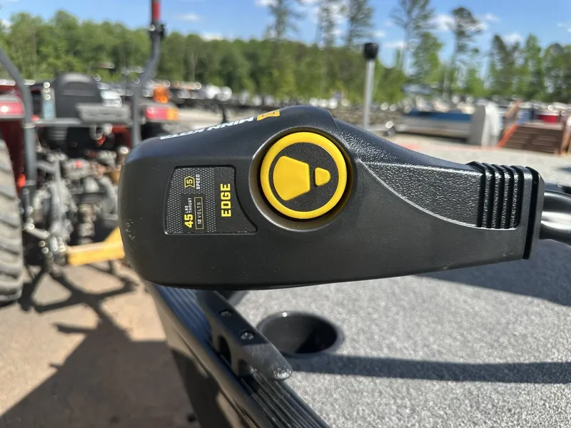 Slide: The Image of Close-up of a control lever on a 2026 Lowe Skorpion 16 boat. - 6