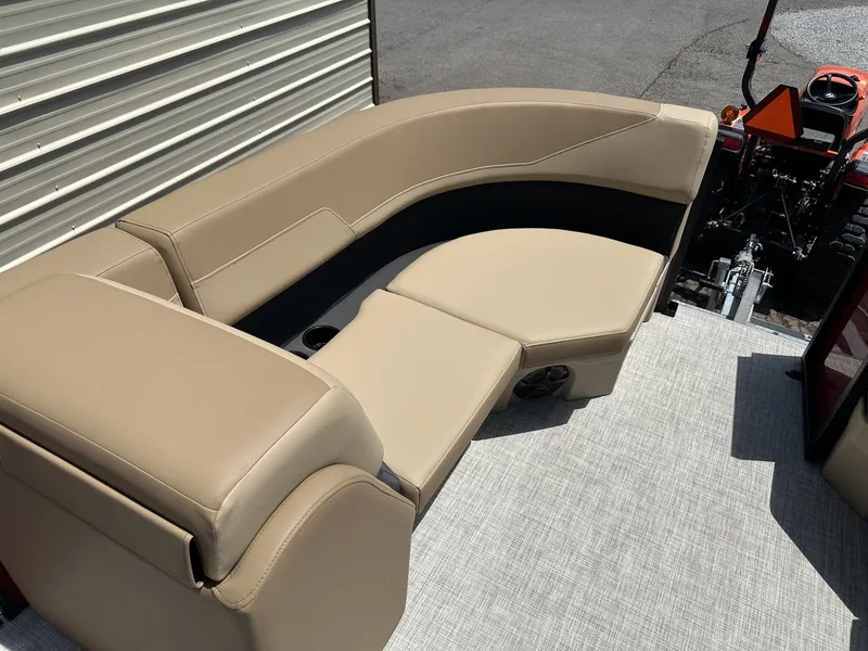 Slide: The Image of Interior of Lowe LS Walk Thru 170 boat, beige upholstery, 2026 model. - 5