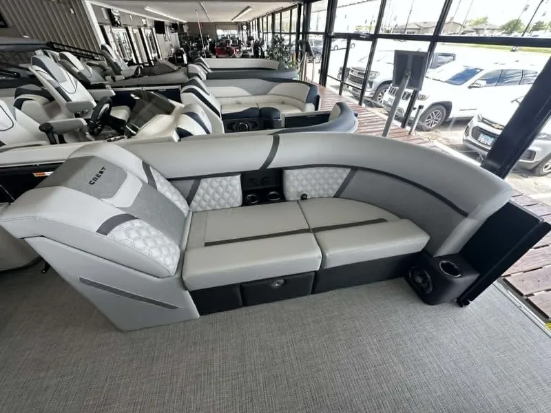Slide: The Image of Interior of 2026 Crest Conquest 23 FT with luxurious seating. - 3