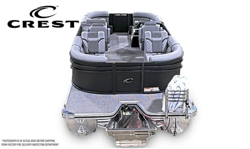 Slide: The Image of Crest Conquest 21 FT 2026 pontoon boat with luxurious seating. - 4