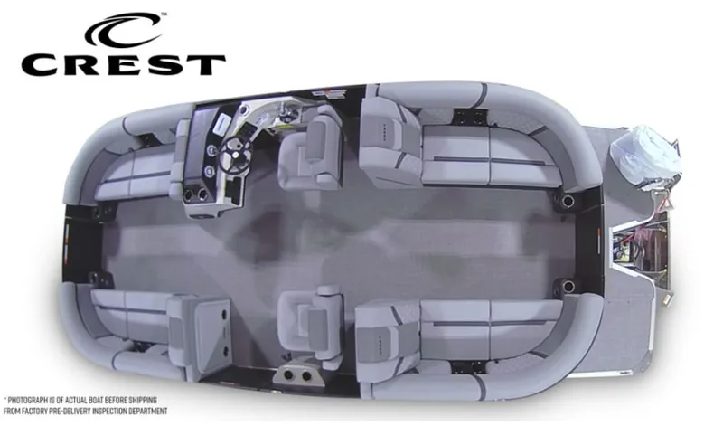 Slide: The Image of Aerial view of Crest Conquest 21 FT boat, 2026 model. - 7