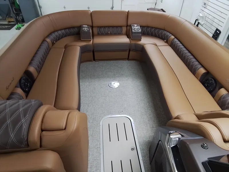 Slide: The Image of Luxurious interior of the 2026 Bennington 25RSRSF pontoon boat. - 10