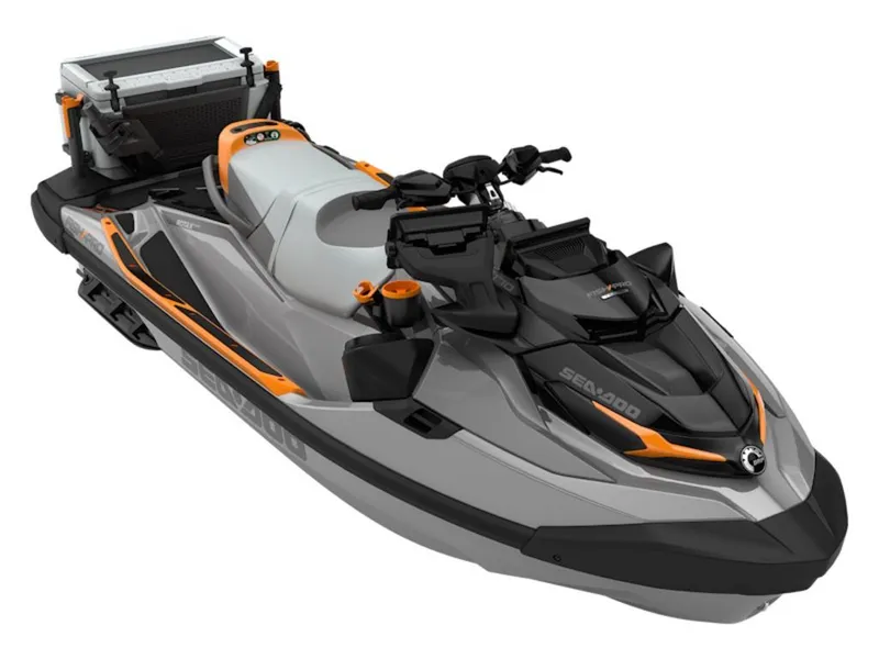 The Image of 2026 Sea-Doo FishPro Trophy 170 jet ski in gray and orange. - 0