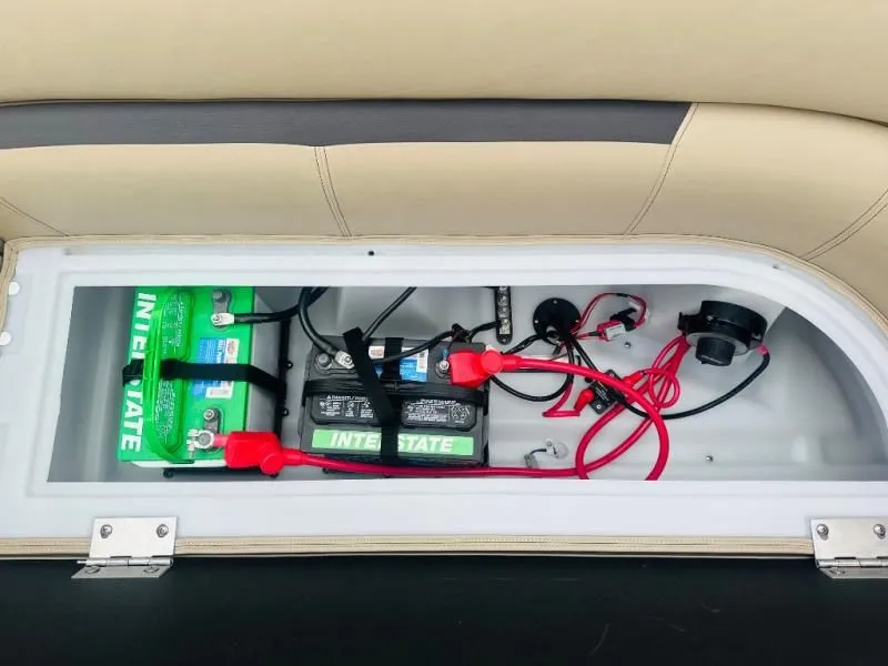 Slide: The Image of Battery compartment of 2024 Godfrey Pontoons 2286 SB with wiring. - 5