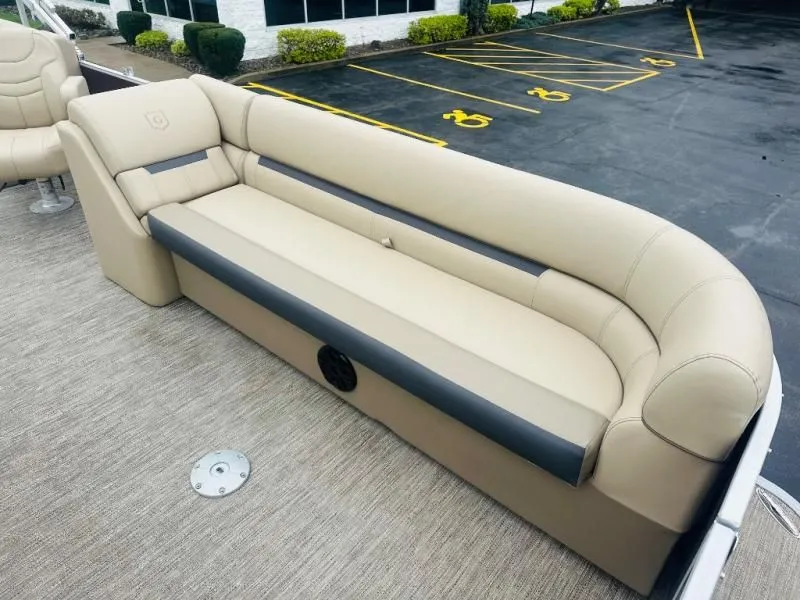 Slide: The Image of 2024 Godfrey Pontoons 2286 SB beige seating on boat. - 8