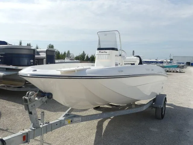 The Image of 2026 Bayliner Trophy T18 Limited Edition on trailer outdoors. - 1