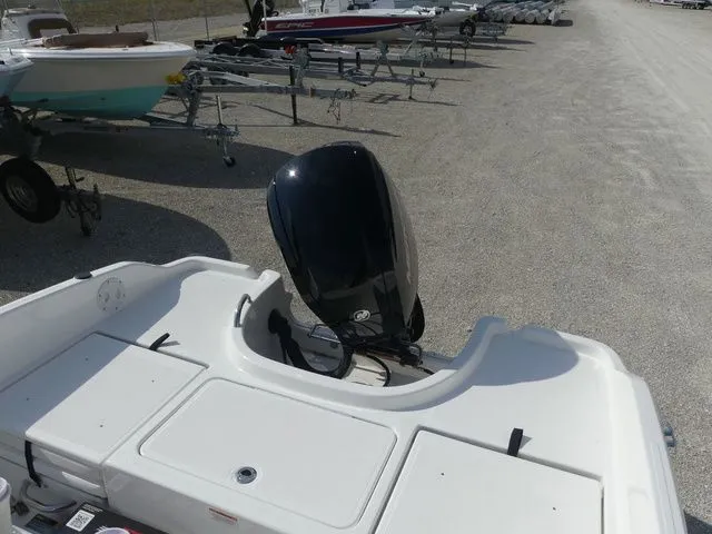Slide: The Image of Bayliner Trophy T18 Limited Edition 2026 on a boat trailer. - 15