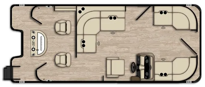 Slide: The Image of Layout of Bentley Pontoons Fish 200 FNC 2027 with seating and helm. - 3