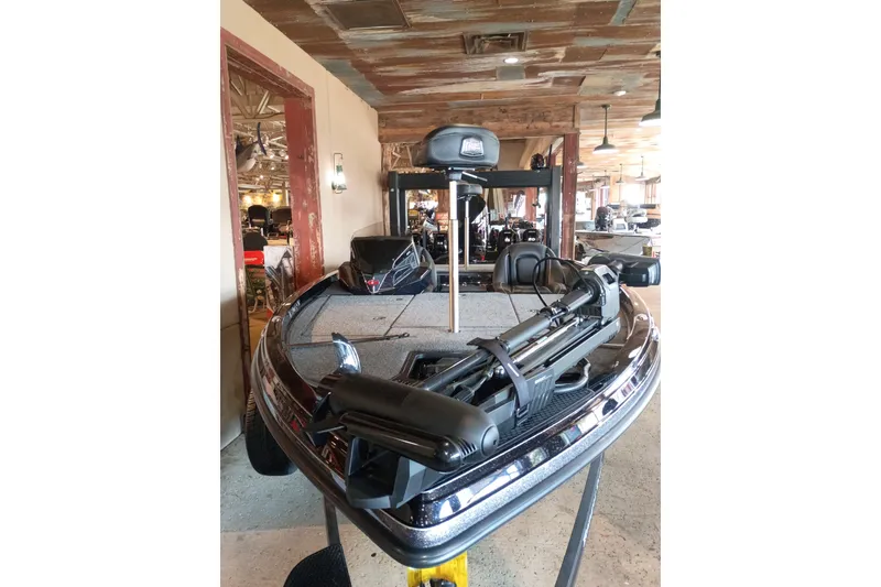 Slide: The Image of 2026 Ranger Z518 Cup-Equipped boat displayed indoors, showcasing advanced fishing features. - 3