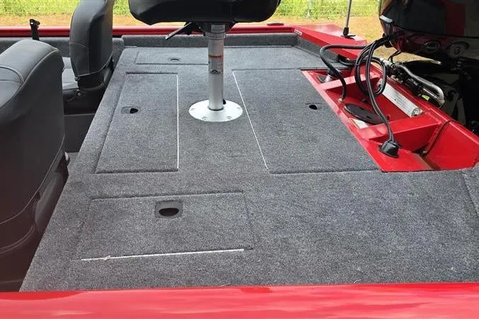 Slide: The Image of 2026 Tracker Pro Team 175 Crappie Edition boat interior with seating and storage compartments. - 9