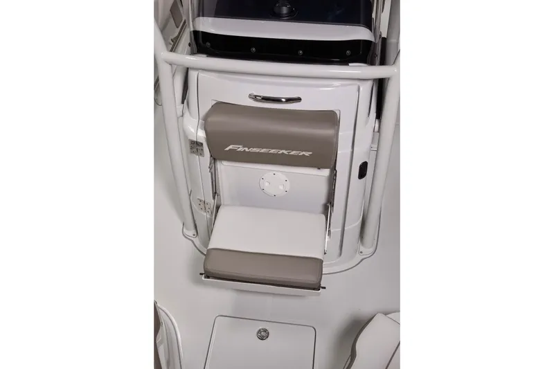 Slide: The Image of 2024 Finseeker 230 CC boat seat with logo, showcasing sleek design and comfort. - 18