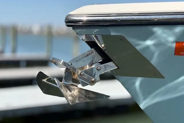 Slide: The Image of 2019 Cobia 280 Center Console boat with stainless steel anchor detail. - 17