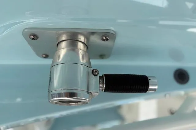 Slide: The Image of Close-up of a 2019 Cobia 280 Center Console boat fitting detail. - 43