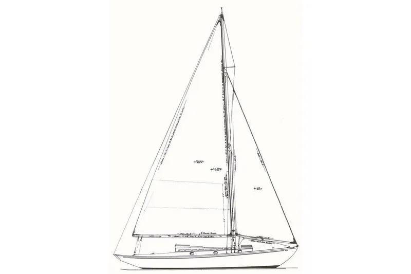 Slide: The Image of Line drawing of 1939 Alden Graves Coastwise Cutter 36 sailboat design. - 11